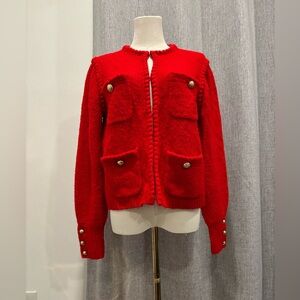 J.Crew Odette Lady Sweater Wool Alpaca Jacket Cardigan Red Women’s XS